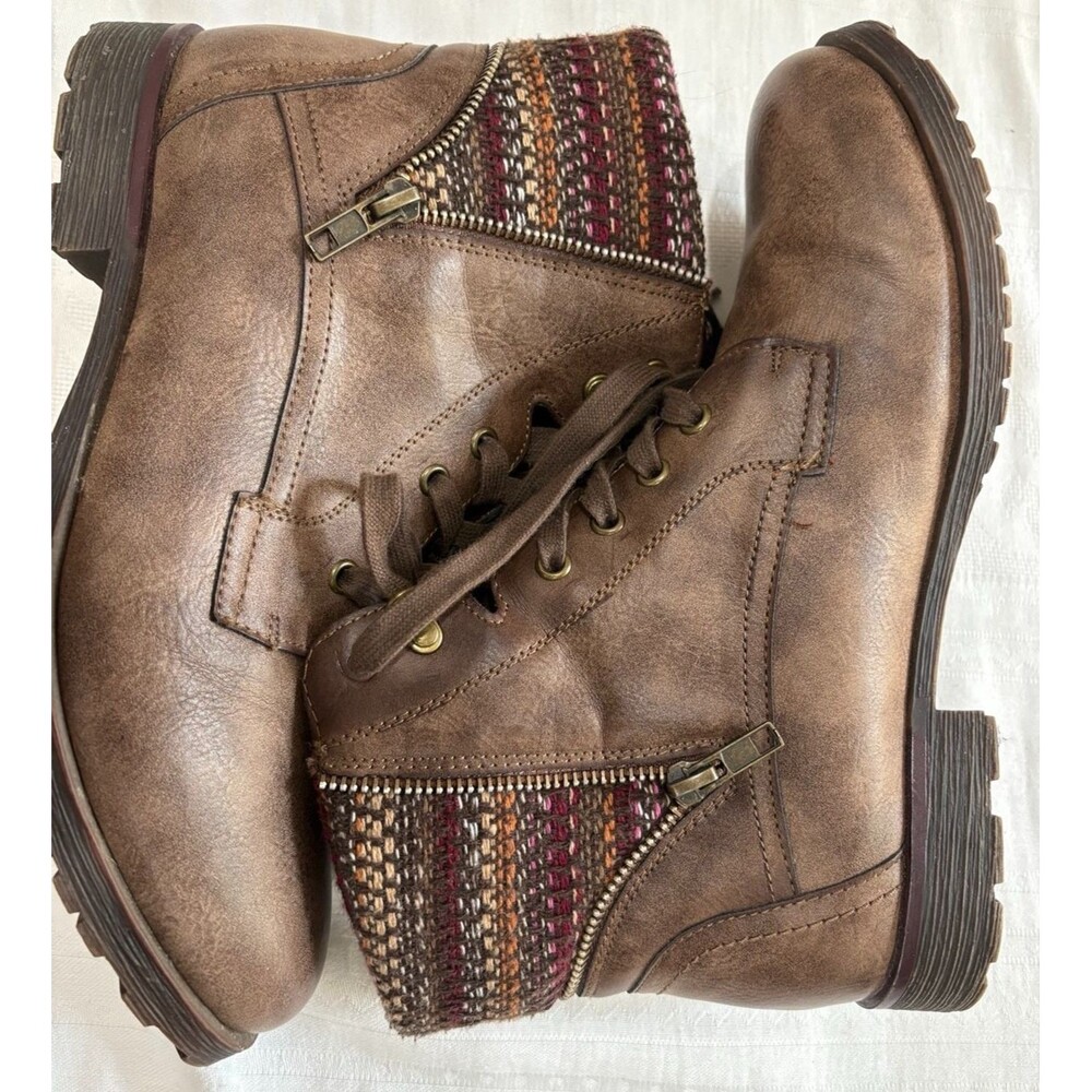 Rock & Candy by ZiGi Tellina Brown Lace Up Ankle Boots Womens Size 10 Boho